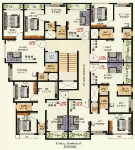  mw-param-shree Building 1 Cluster Plan from 1st to 4th Floor