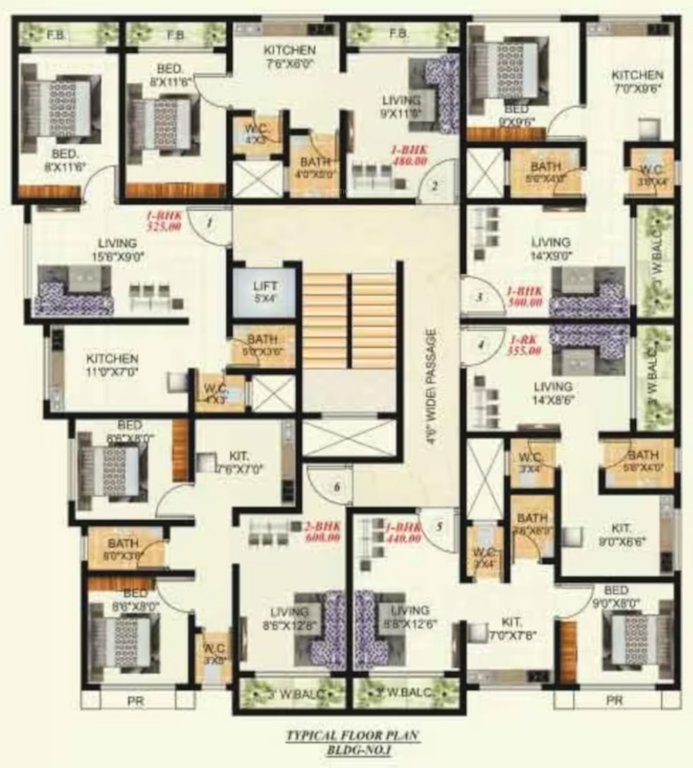  mw param shree Building 1 Cluster Plan from 1st to 4th Floor