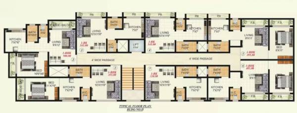  mw-param-shree Building 2 Cluster Plan from 1st to 4th Floor