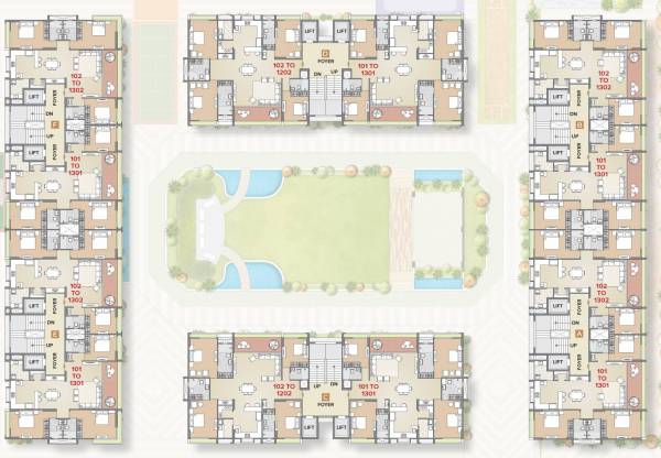  shivanjali-shashwat Block A,B,C,D,E,F Cluster Plan For Typical Floor Plan