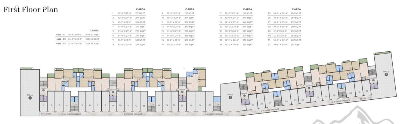  shree siddheshwaray paramount Tower A To F First Floor Cluster Plan