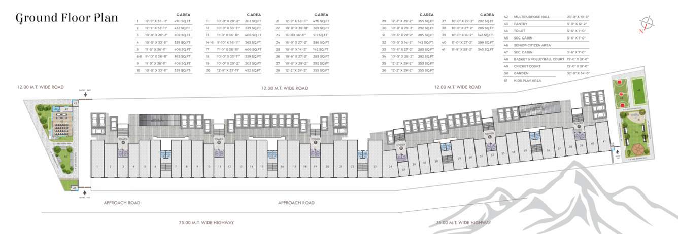  shree siddheshwaray paramount Tower A To F Ground Cluster Plan