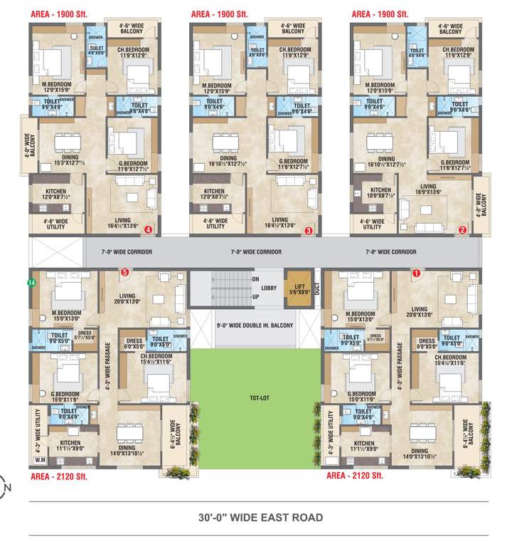  evergreen Evergreen Cluster Plan from 1st to 5th Floor