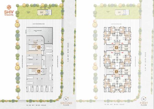  shiv-vivanta Block A And Block B Cluster Plan from ground to 1st Floor
