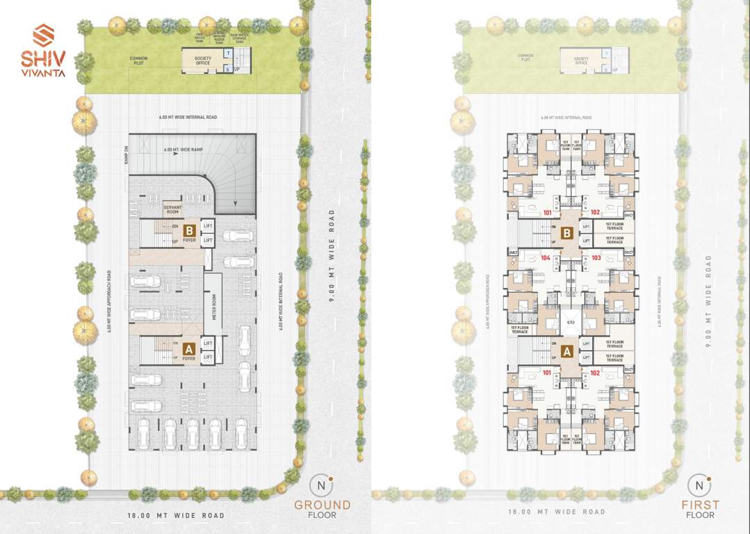  shiv vivanta Block A And Block B Cluster Plan from ground to 1st Floor