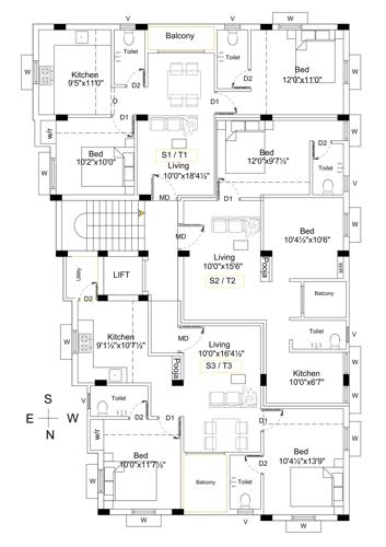  dwell-aarudhra Hoshi Dwell Aarudhra 1st And 3rd Floor Cluster Plan
