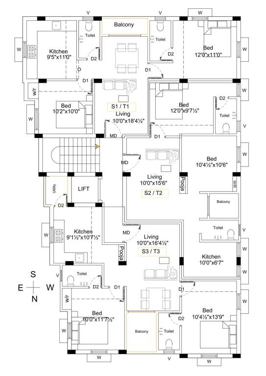  dwell aarudhra Hoshi Dwell Aarudhra 1st And 3rd Floor Cluster Plan