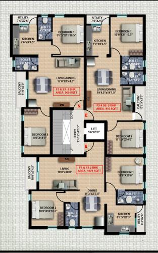  shivanya-flats Shivanya Flats Cluster Plan From 1st To 2nd Floor