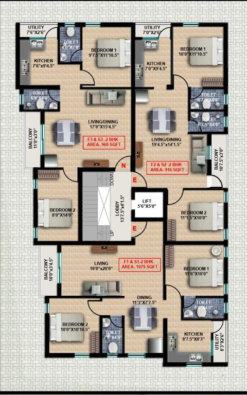  shivanya flats Shivanya Flats Cluster Plan From 1st To 2nd Floor