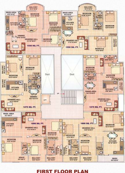  heights Krishna  Heights Cluster Plan For 1st Floor