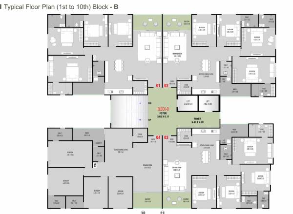  balaji-residency Block B Cluster Plan from 1st to 10th Floor