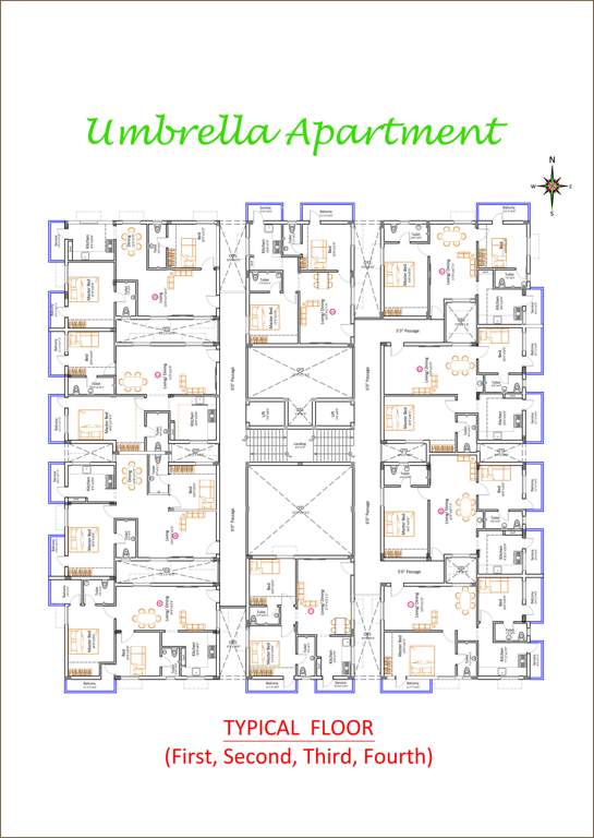  umbrella apartment Umbrella Apartment Cluster Plan from 1st to 4th Floor