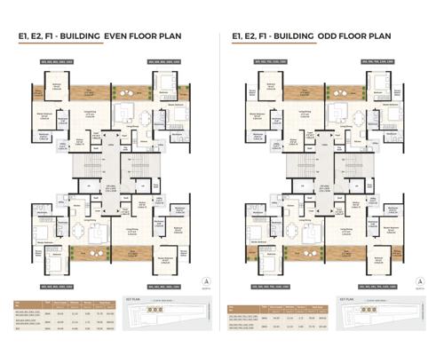 Building E1, E2 And F1 Cluster Plan for Even and Odd Floor gagan-adira-phase-2 Building E1, E2 And F1 Cluster Plan for Even and Odd Floor