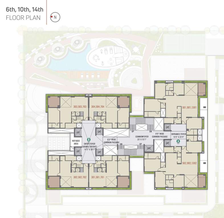  the 18th storey Block A And B Cluster Plan for 6th, 10th And 14th Floor
