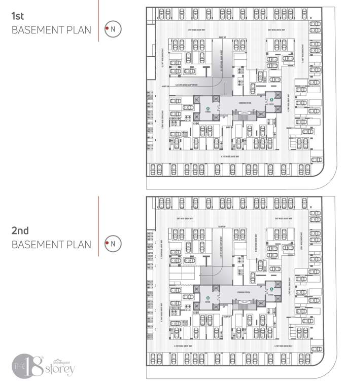  the 18th storey Block A And B Cluster Plan for Basement 1 And 2 Floor