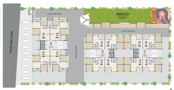  satyam-elegance Block A, B And C Cluster Plan for Typical Floor