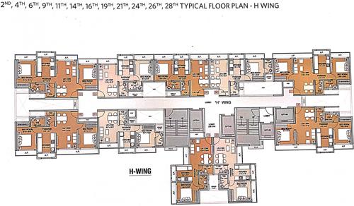  sereno H Wing Cluster Plan From 2nd, 4th, 6th, 9th, 11th, 14th, 16th, 19th, 21th, 24th, 26th, 28th Typical Floor Plan