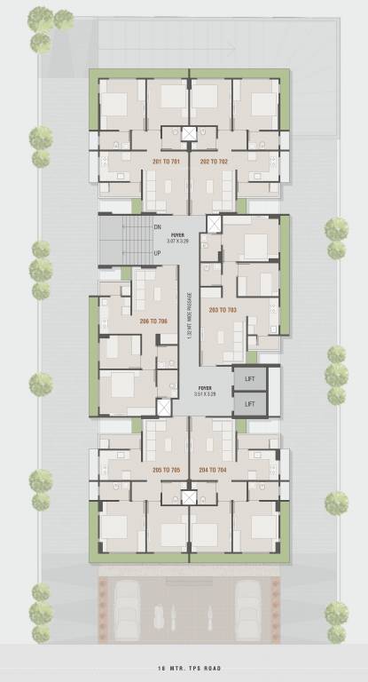  greens Greens Cluster Plan for Typical Floor