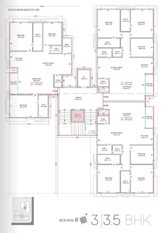 veer arista Building B Cluster Plan from 2nd to 13th Floor