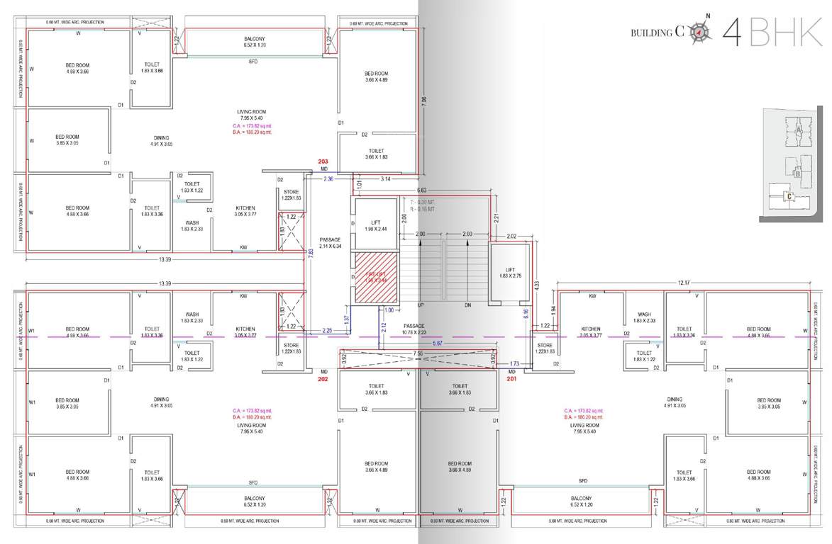 veer arista Building C Cluster Plan from 2nd to 13th Floor