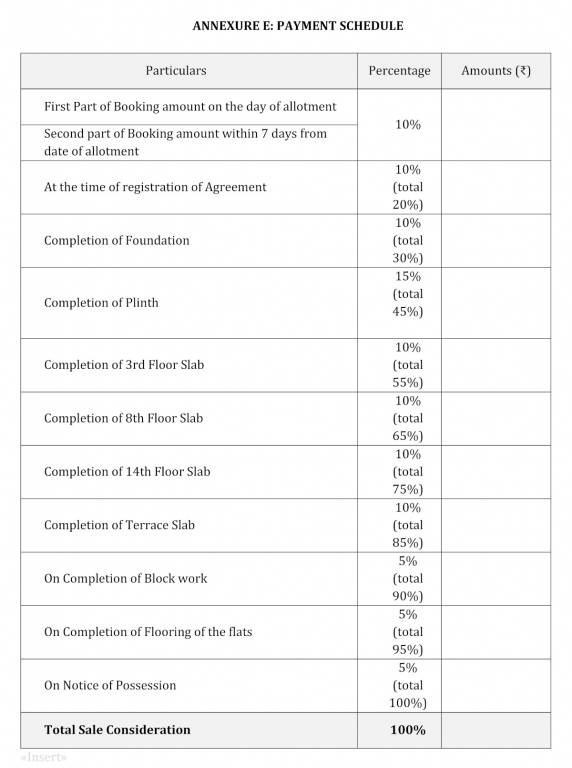 celestia-phase-1 Construction Linked Payment (CLP) Payment Plan