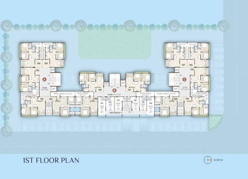  vraj-vatika-4 Block A, B, C Cluster Plan for 1st Floor