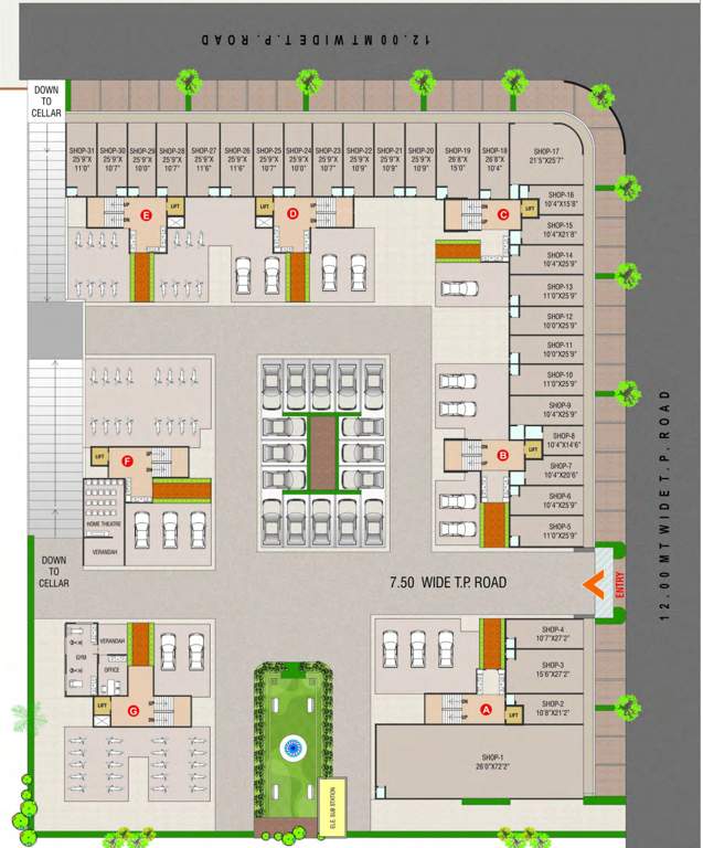  jalaram vatika Block A,B,C,D,E,F,G Cluster Plan For Ground Floor