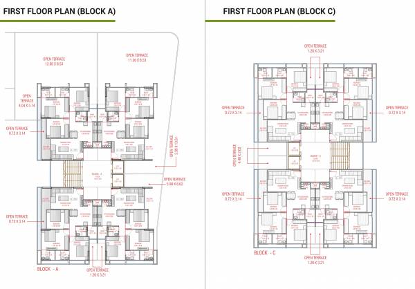  greens Block A And Block C Cluster Plan for 1st Floor