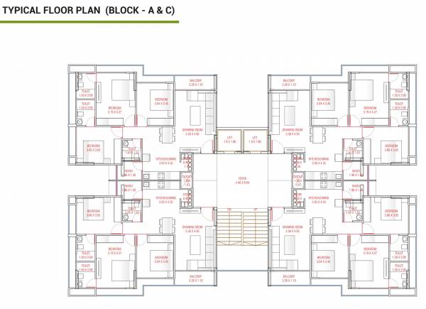  greens Block A And Block C Typical Cluster Plan