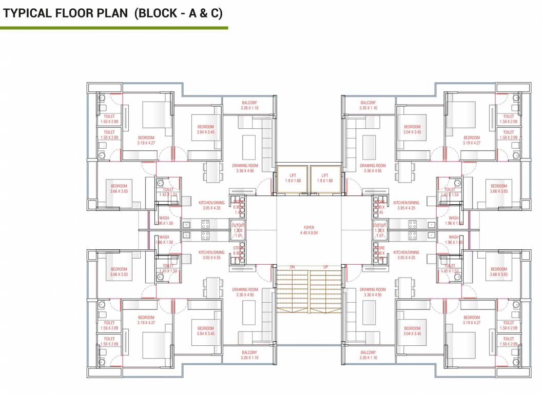  greens Block A And Block C Typical Cluster Plan
