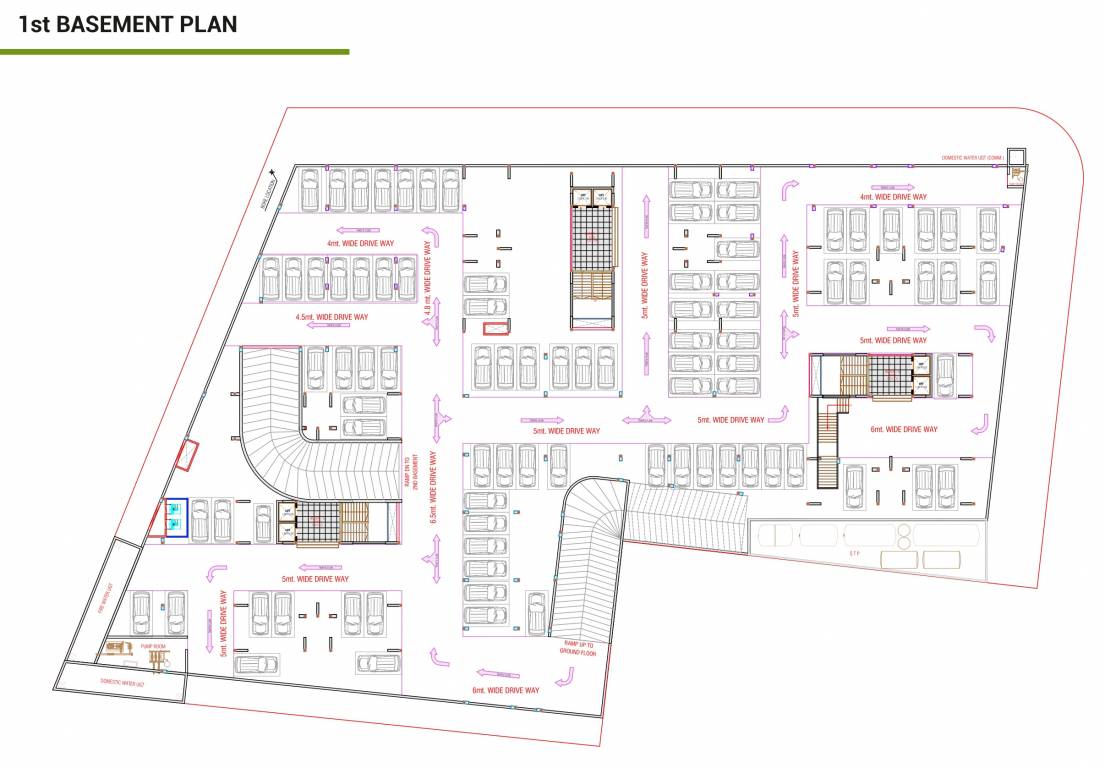  greens Block A, Block B And Block C Basement 1  Cluster Plan