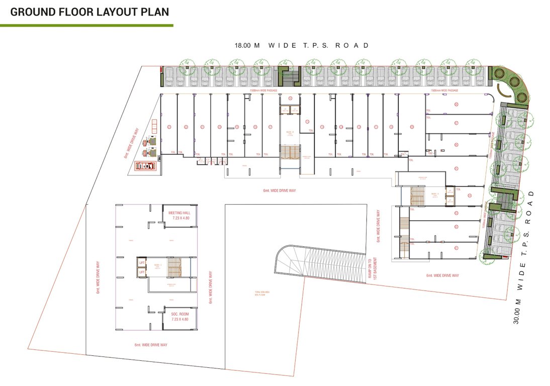  greens Block A , Block B And Block C Cluster Plan for ground Floor