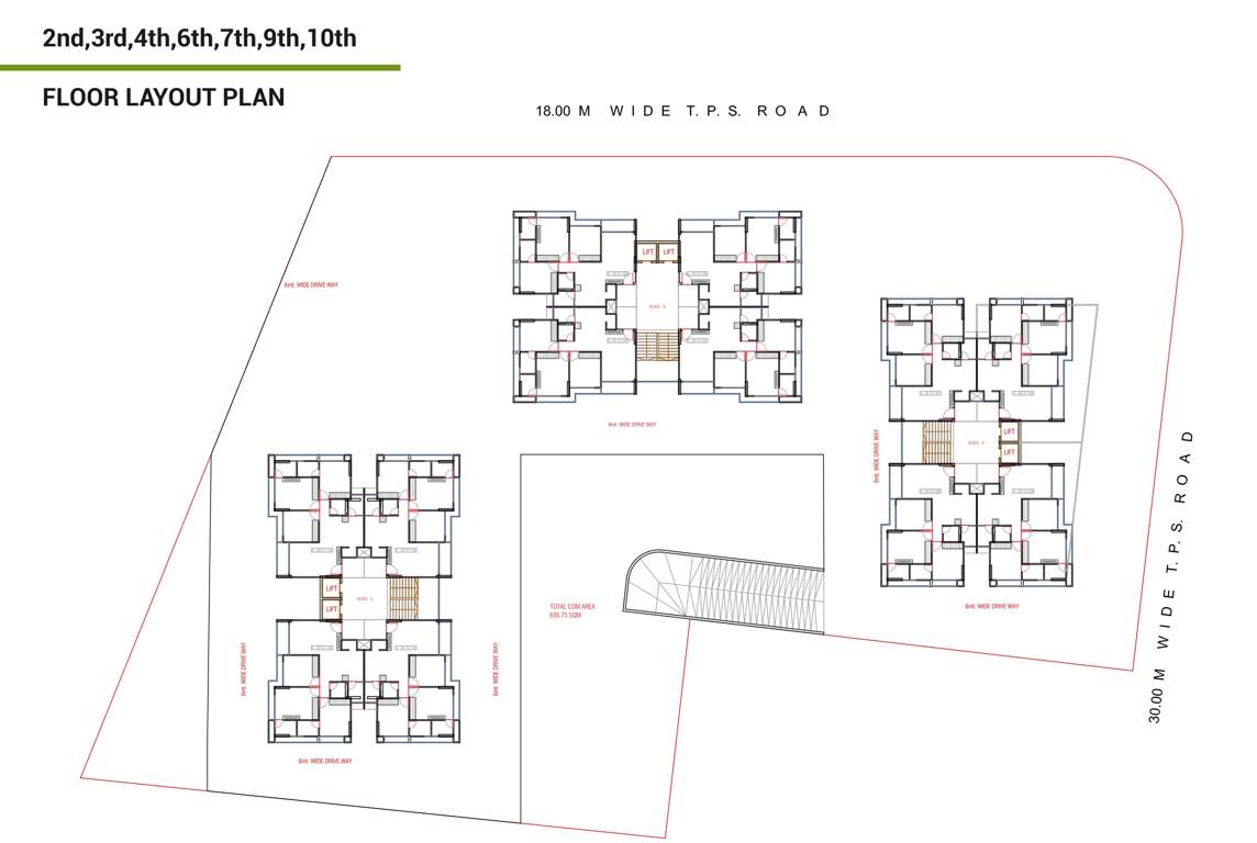  greens Block A, Block B And Block C Cluster Plan from 2nd to 10th Floor