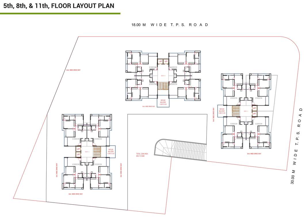  greens Block A, Block B And Block C  Cluster Plan from 5th, 8th And 11th Floor
