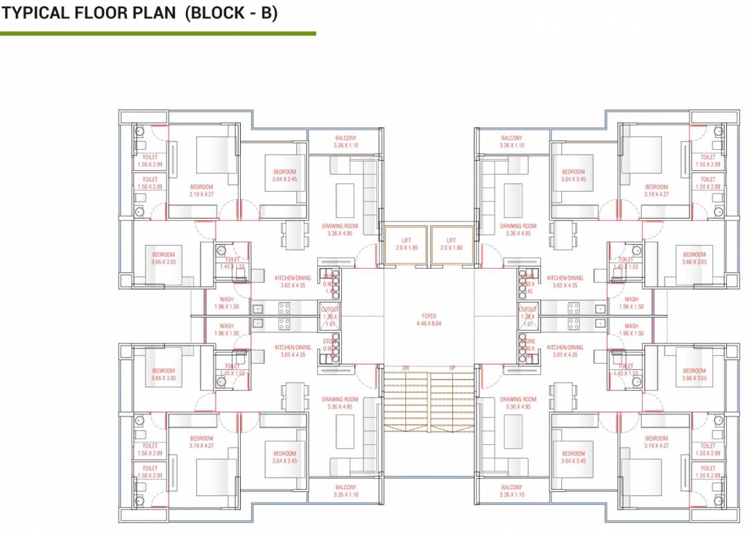  greens Block B Typical Cluster Plan