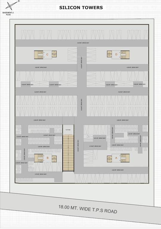  silicon towers A, B, C, D 2nd Basement Cluster Plan