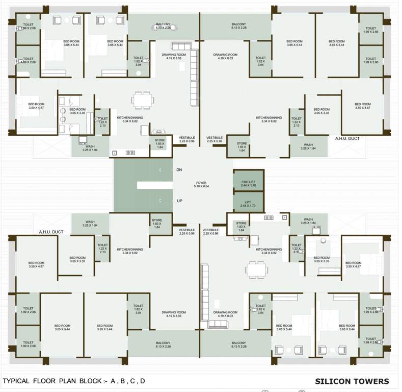  silicon towers A, B, C, D Typical Cluster Plan