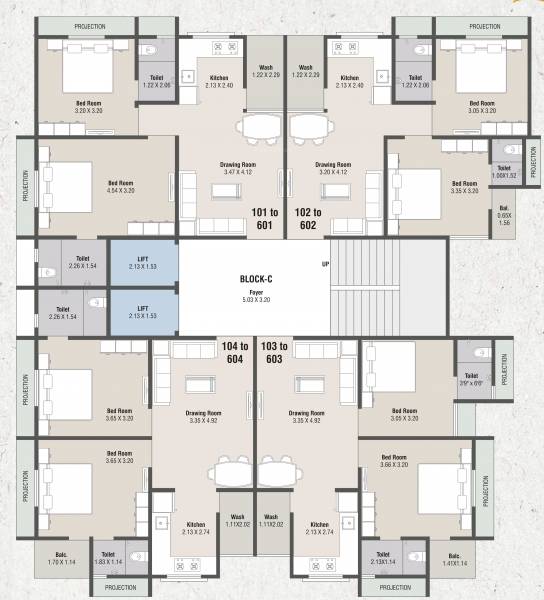  hammash-residency-block-a-and-c Block C Cluster Plan For Typical Floor Plan