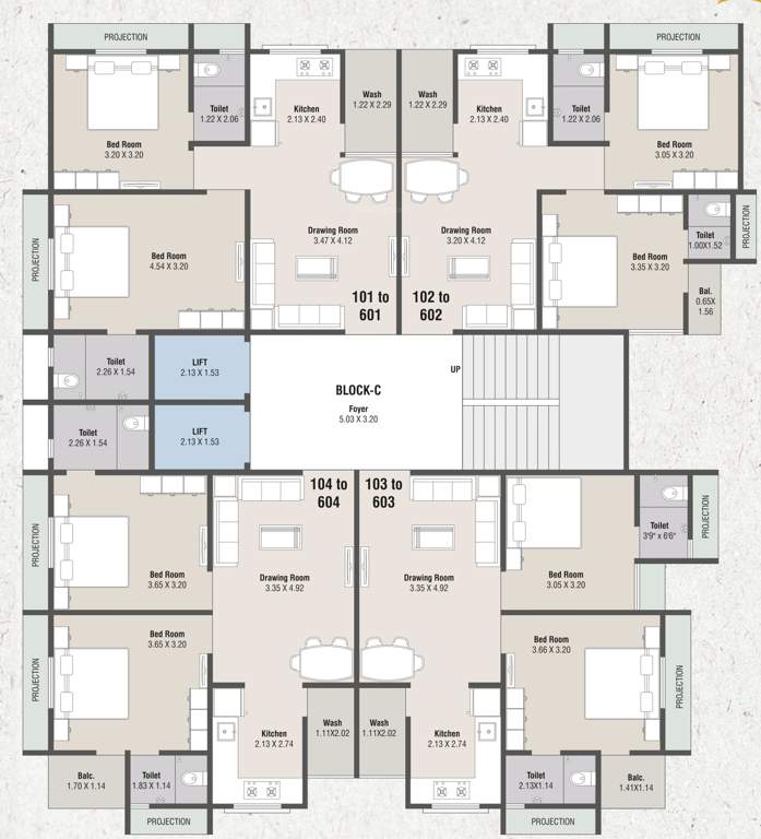  hammash residency block a and c Block C Cluster Plan For Typical Floor Plan