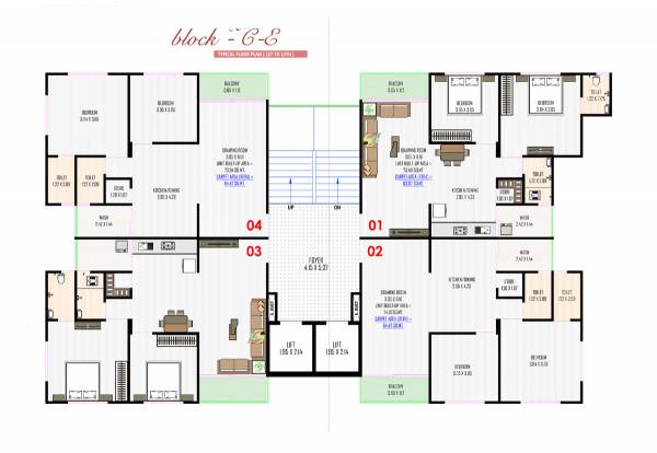  vihar Block C And Block E Cluster Plan from 1st to 13th Floor
