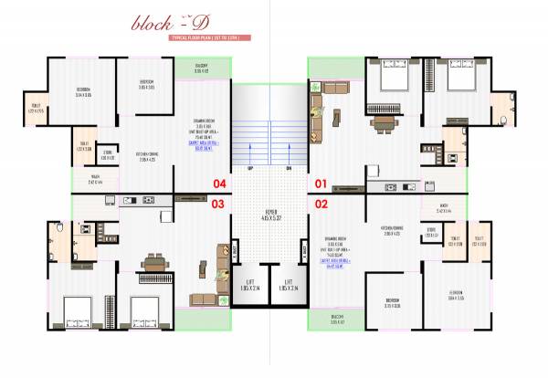  vihar Block D Cluster Plan from 1st to 13th Floor