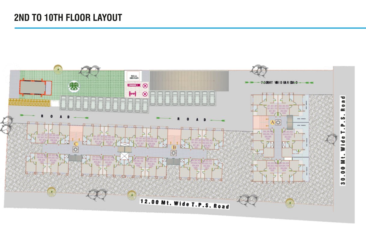  tirupati tower Block A, B And C Cluster Plan from 2nd to 10th Floor