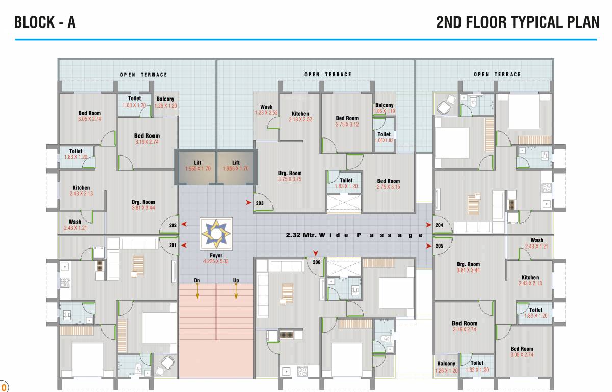  tirupati tower Block A Cluster Plan for 2nd Floor