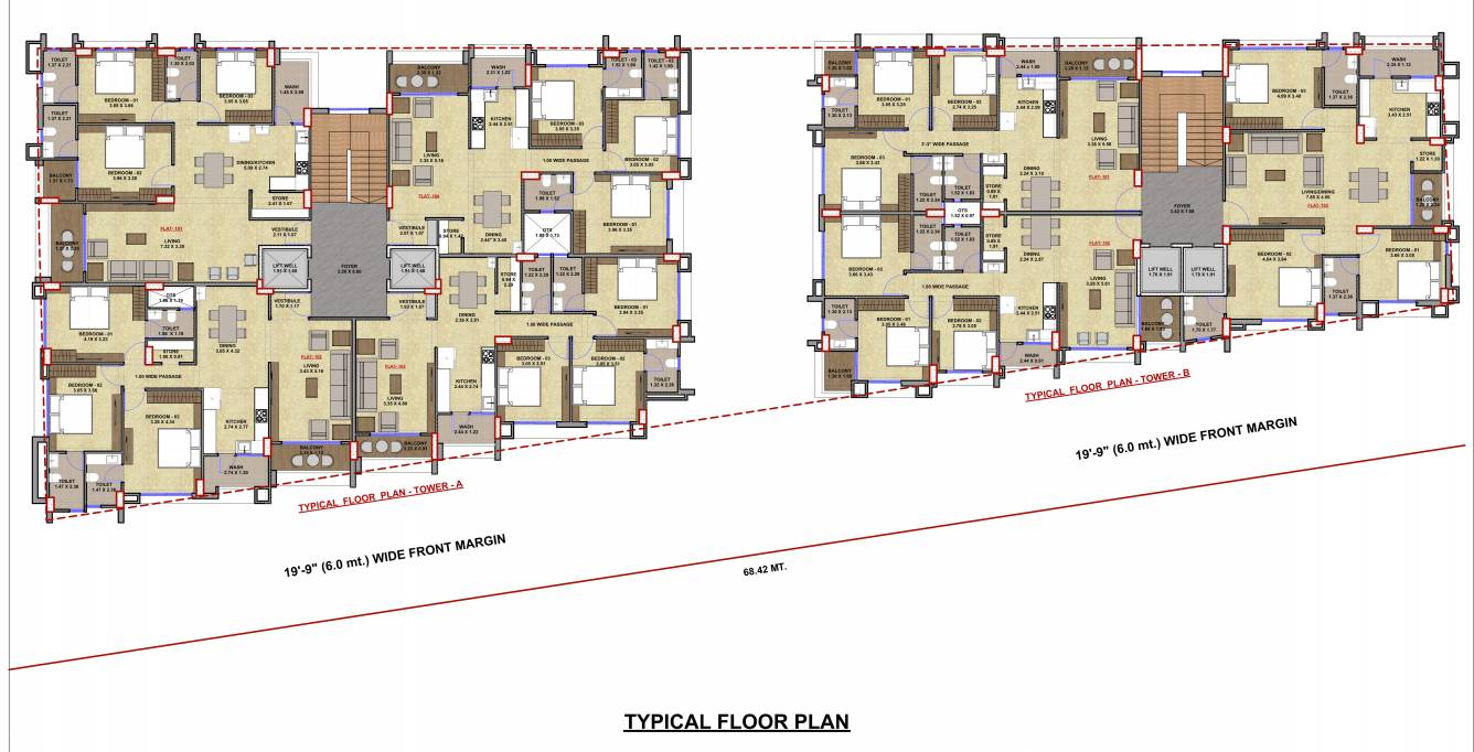  uday flat Block A And B Cluster Plan for Typical Floor