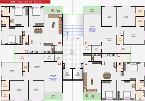  shreedhar-parisar Block-C Cluster Plan From 1st To 13th Floor