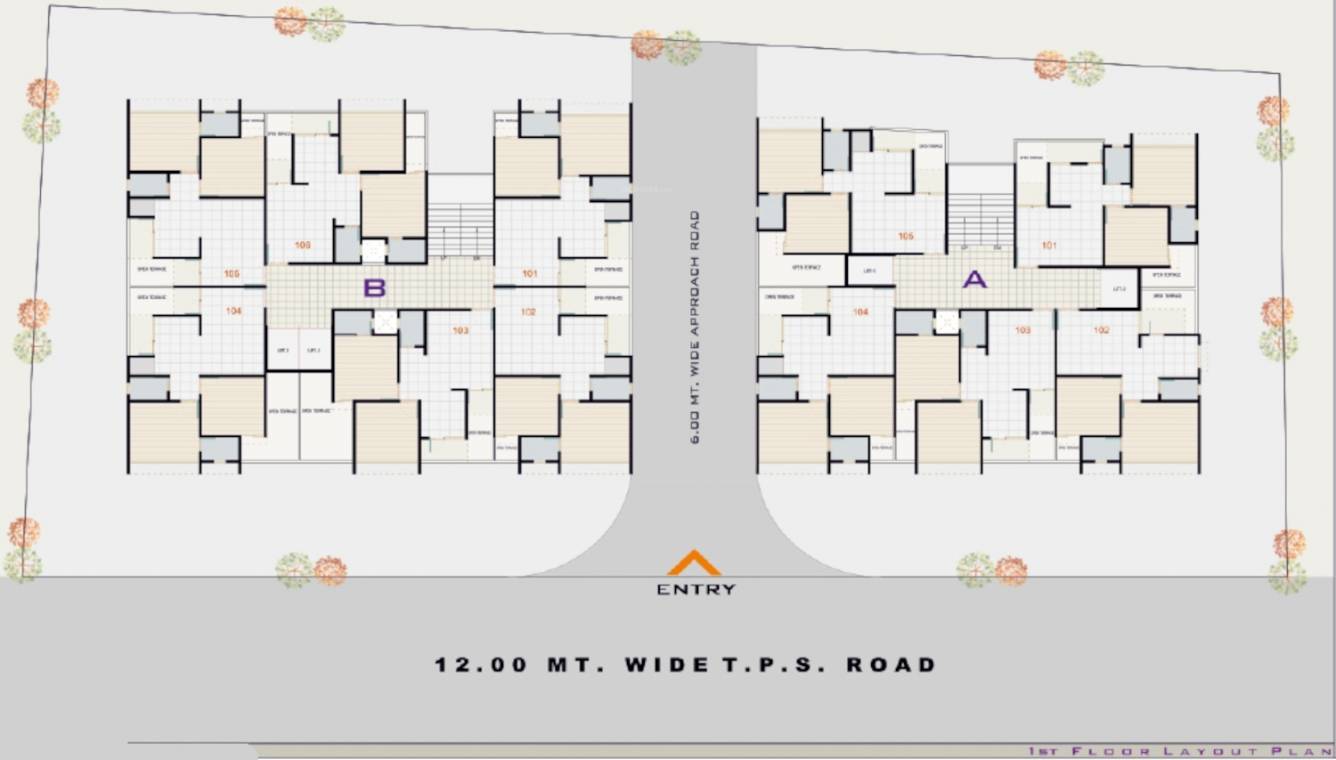  anmol bliss A, B First Floor Cluster Plan