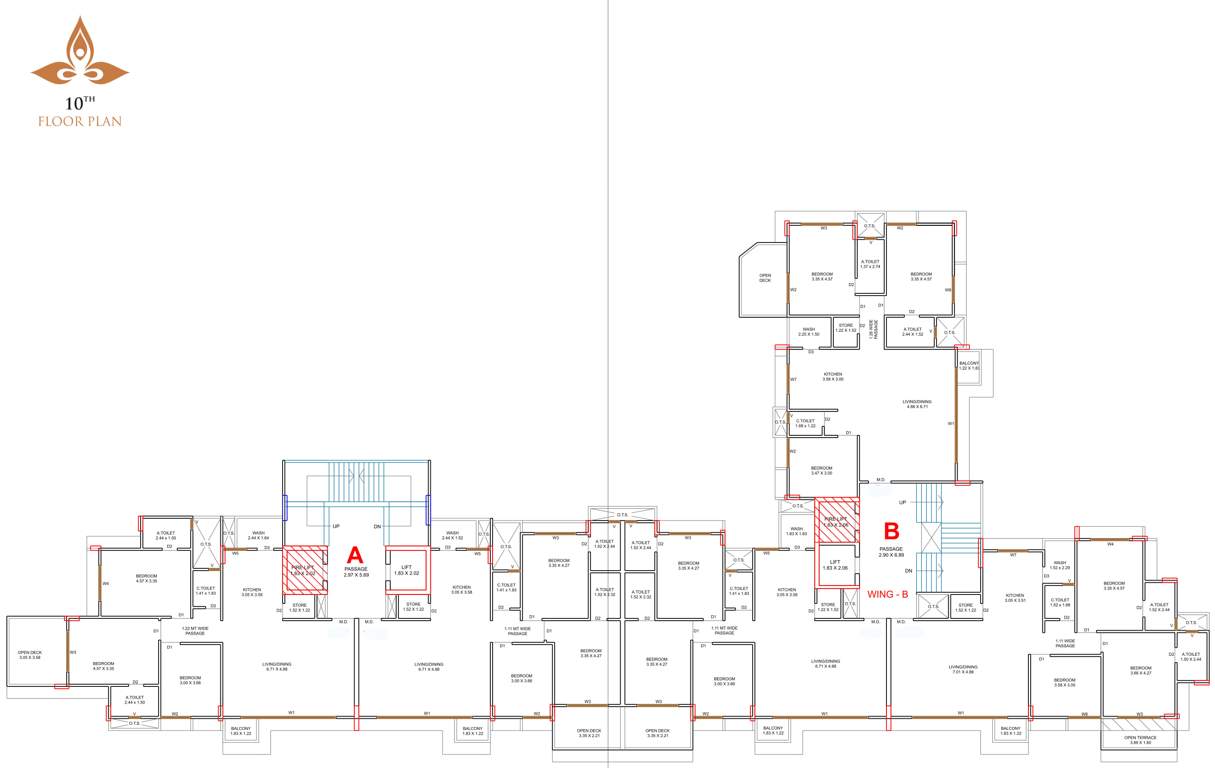  pramukh shanti Block  A, B Cluster Plan For 10th Floor