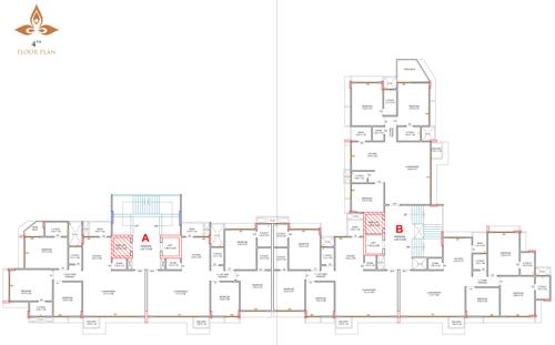  pramukh-shanti Block- A, B Cluster Plan For 4th Floor