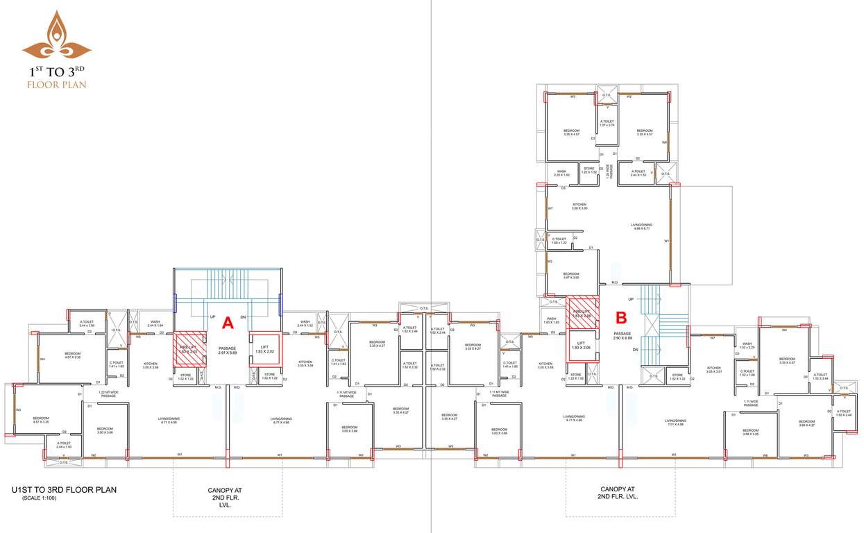  pramukh shanti Block  A, B Cluster Plan From 1st To 3rd Floor