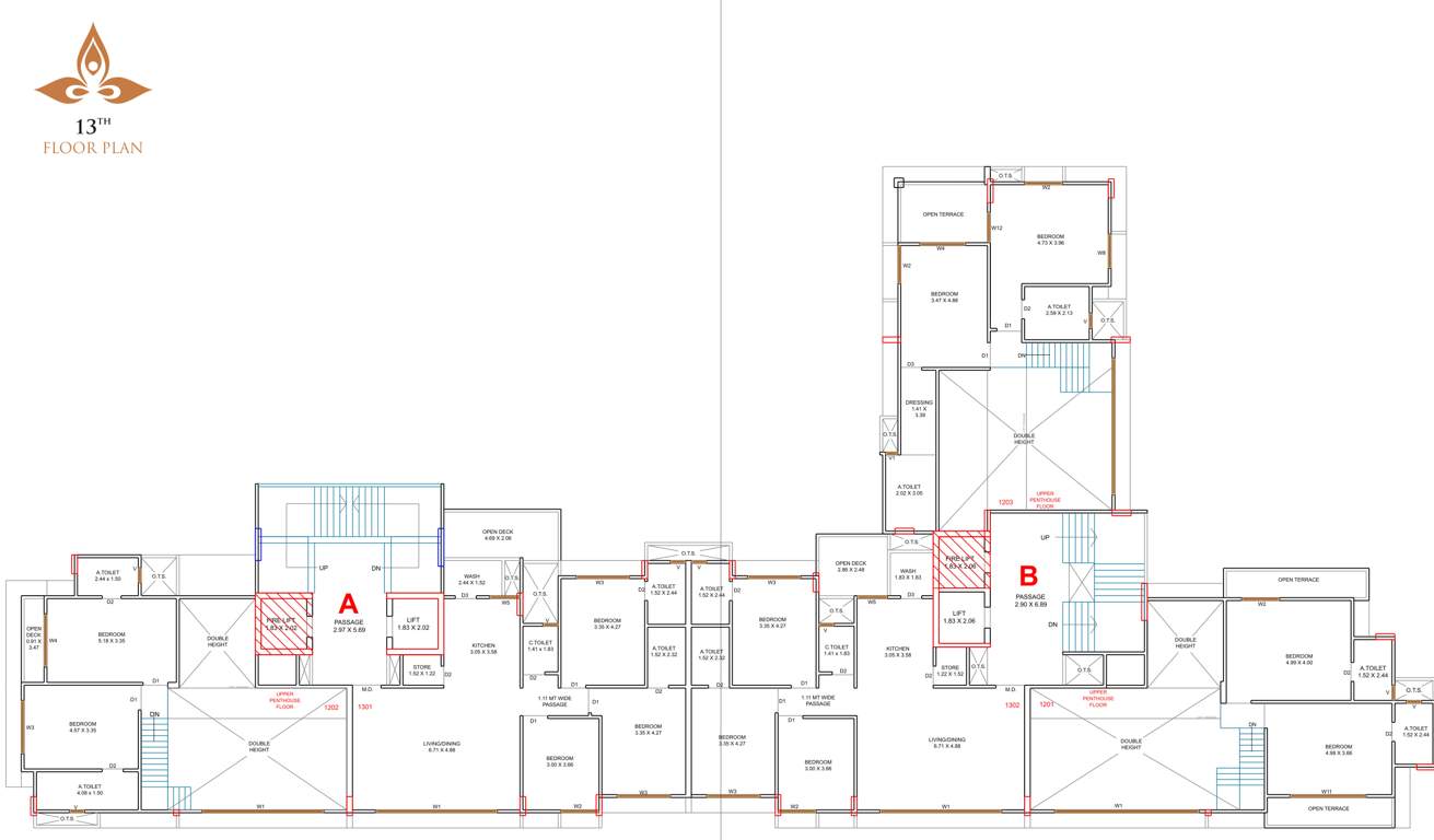  pramukh shanti Block  A Cluster Plan For 13th Floor